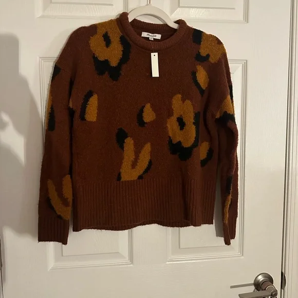 Madewell Leopard Intarsia Fulton Pullover Sweater - Picture 2 of 7